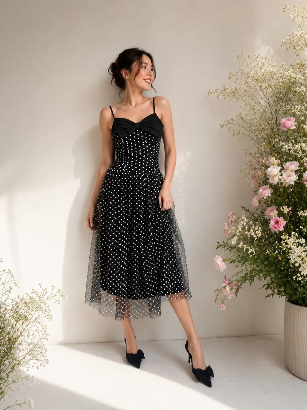 🇺🇸Firm Price🇺🇸Moon River Polka Dot midi dress - Picture 2 of 10